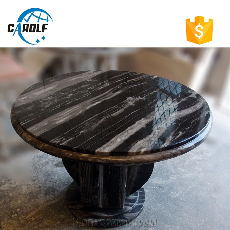 Black Full Marble Living Room Dining Table with Strong Base