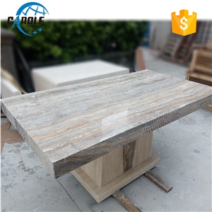 Natural Grey Travertine Dining Table