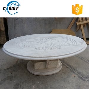 Oval Jazz White Marble Dining Table