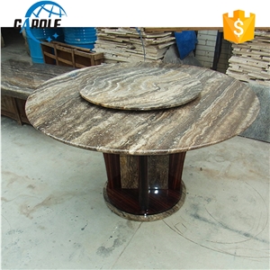 Round 6 Seaters Grey Marble Travertine Dining Table