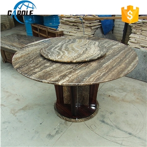 Round 6 Seaters Grey Marble Travertine Dining Table