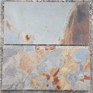China Multicolor Rusty Slate Tile Slab Indoor and Outdoor Nature Split Face Landscaping Building Paving Stone Pattern for Wall Cladding Covering and Floor Paver Nature Split Face