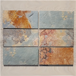 China Multicolor Rusty Slate Tile Slab Indoor and Outdoor Nature Split Face Landscaping Building Paving Stone Pattern for Wall Cladding Covering and Floor Paver Nature Split Face