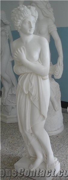 China Jade Pure White Colored Marble Western Style Hand Carved Elegant Beautiful Women Statue Human Angel Figure Handcraft Sculpture Carving Stone for Indoor Decoration & Outdoor Landscaping Garden
