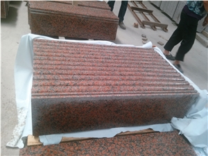 China Natural Stone G562/G4562 Maple Red, Capao Bonito, Cengxi Red, Fengye Red Granite Stairs/Steps/Risers, Polished/Honed/Flamed/Sandblasted Surface, Indoor and Outdoor Stairs Paving, Building Stone