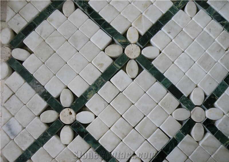China Oriental Eastern White Marble Mosaic Tile with Polished/Tumbled/Split Surface Hexagon Shape for Indoor/Outdoor Floor Paving Wall Cladding Bathroom Washing Room Swimming Pool