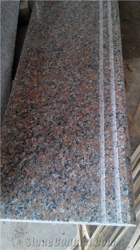 China Original Natural Stone G563 Guangxi Haitang Light Red Granite Stairs/Steps/Risers, Polished/Honed/Flamed/Sandblasted Surface, Indoor and Outdoor Stairs Paving, Building Stone Project Decoration