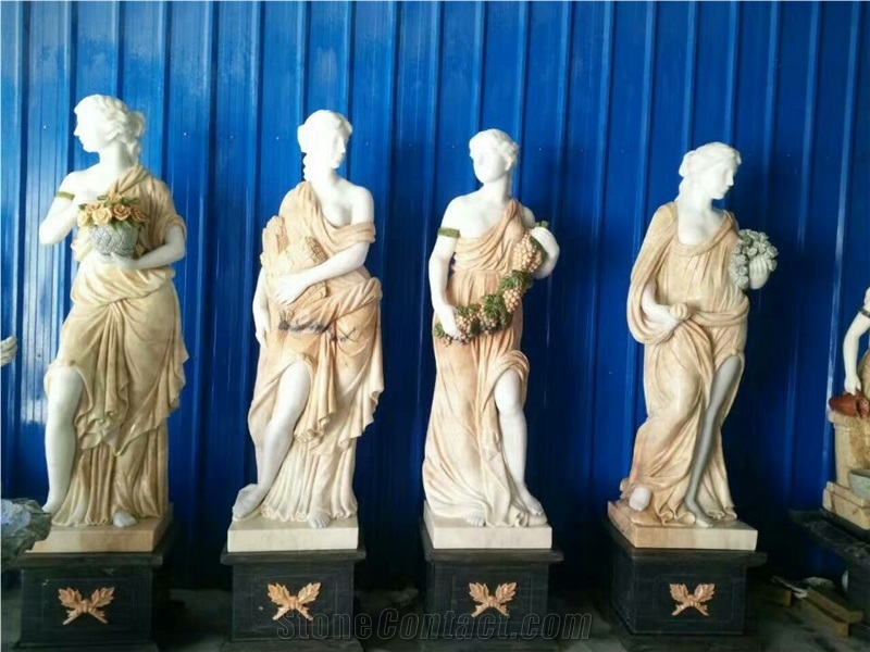 China Pure White Marble Western Style Elegant Women Statue Hand Carved Sculpture Religious Angel Human Figure with Polished Honed Antique Bush-Hammered Face for Landscape Garden with Low Price