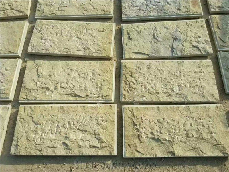 China Yellow Limestone Mushroomed Stone Tiles Slabs for Wall Cladding Cornerstone for Interior & Exterior Decoration