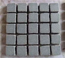 G654 China Impala Black Sesame Black Padang Dark Grey Granite Cobbles Cube Stone on Net Of Square/Fan Different Shape with Natural Split Flamed Tumble for Floor Driveway Walkway Paver Garden Landscape