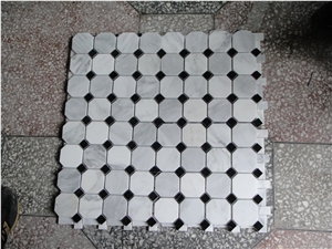 Italy Bianco Carrara White Marble Mosaic Polished/Tumbled/Split Surface Hexagon Shape for Indoor/Outdoor Floor Paving Wall Cladding Bathroom Washing Room Swimming Pool