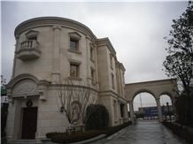 Thala Beige Tunisia Limestone Marble Building Walling Slab Tile Stair Step Window Sill Door Balustrade Railing Column Pier Cap Quoin Mushroom Cultured Stone Ledge with Honed Antique Face