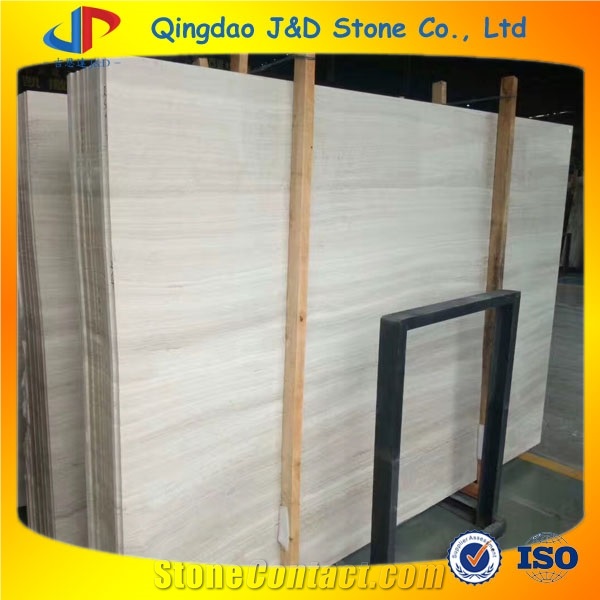 Own Quarry China Wooden White Marble Slab