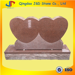 Red Granite Double Heart Monuments for Family