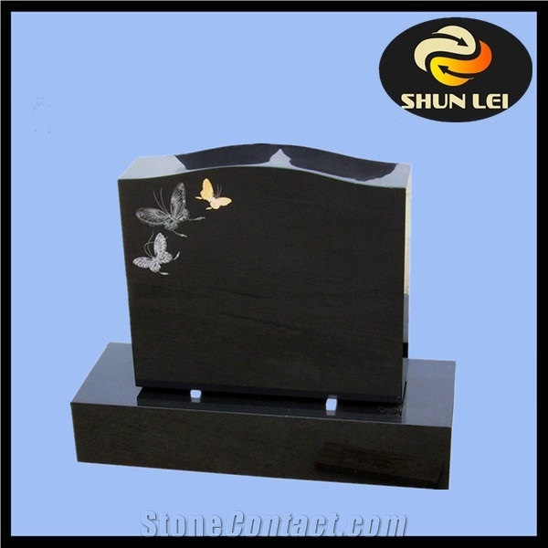 China Absolute Black Granite Tombstone,Shanxi Black Granite Monument ,Western Style Upright Polished Shanxiblack Headstone with Carving, China Supremeshanxi Black Granite Us Style Die Stone Monument