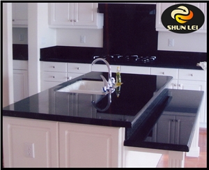 China Absolutely Black Granite Polished Natural Stone Kitchen Countertops,Kitchen Bar Top,Bench Tops, Kitchen Worktops, Manufacturer,Quarry Owner