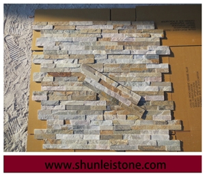 China Rustic Yellow Black White Slate Culture Stone Wall Panel Ledge Stone Corner Stone Wall Cladding