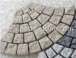 Fanshaped Granite Paving Stone,Natural Granite Exterior Paving Stone, White Grey Granite Paving Stone,Walkway Pavers,Fan Shape Cobble Stone