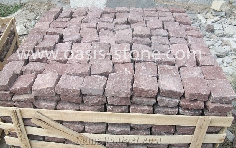 Red Cubestone Paving Stone Landscaping
