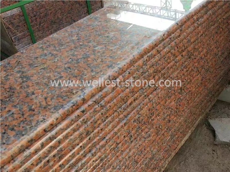 China Maple Red Polished Granite Staircase, Granite Steps, Granite Treads and Risers