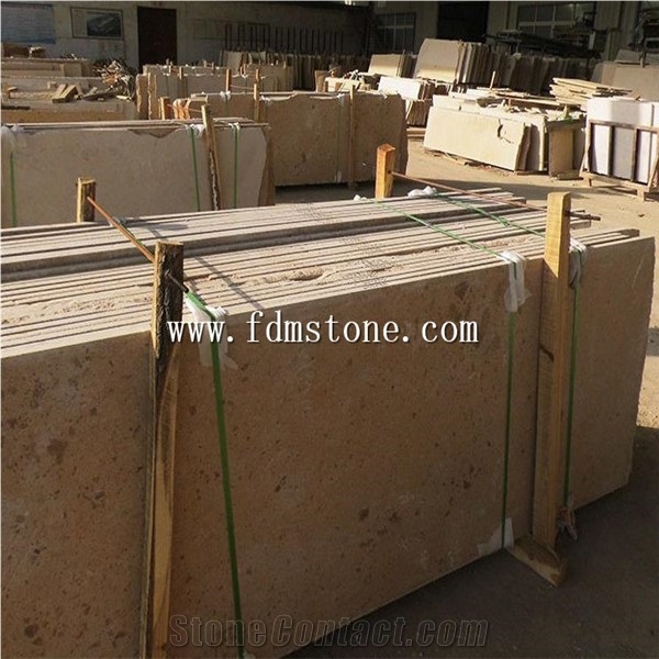 Chinese Henan Yellow Limestone Honed Surface for Wall Stone Construction Use