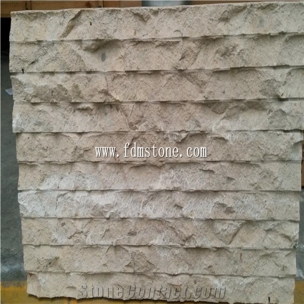 Desert Yellow Stacked Limestone for Wall Facades Cladding,Split Finishing Limestone