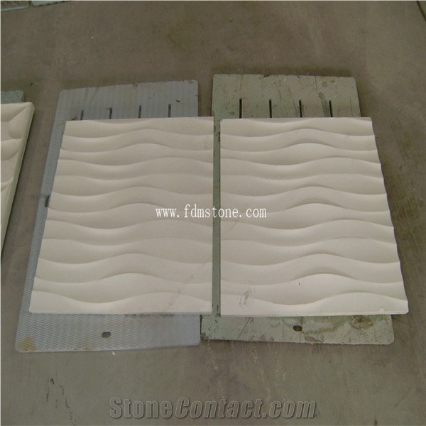 Yellow Cnc Carved Marble Tiles 3d Background Wall Decoration, 3d Decor Wall Covering