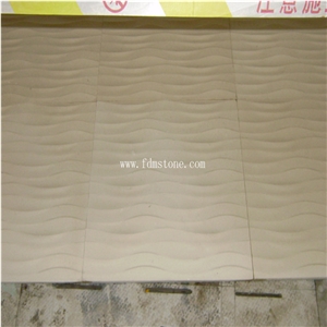 Yellow Cnc Carved Marble Tiles 3d Background Wall Decoration, 3d Decor Wall Covering