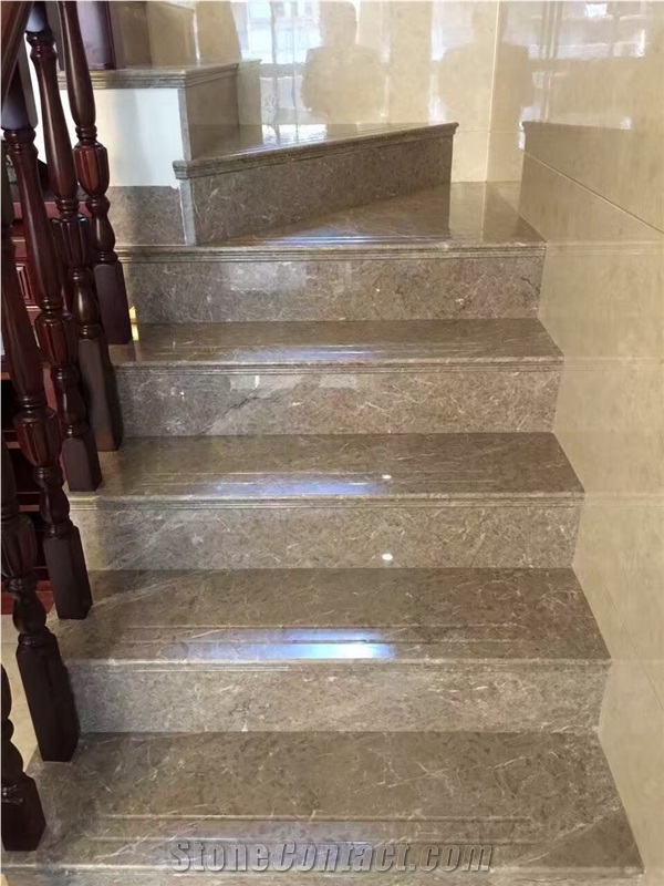 Fargo Grey Marble Stairs, China Armani Marble Stairs, Polished Marble Steps