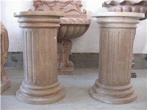 Beige Marble Column Pedestal Solid