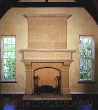 Beige Sandstone Fireplace Mantel Surround