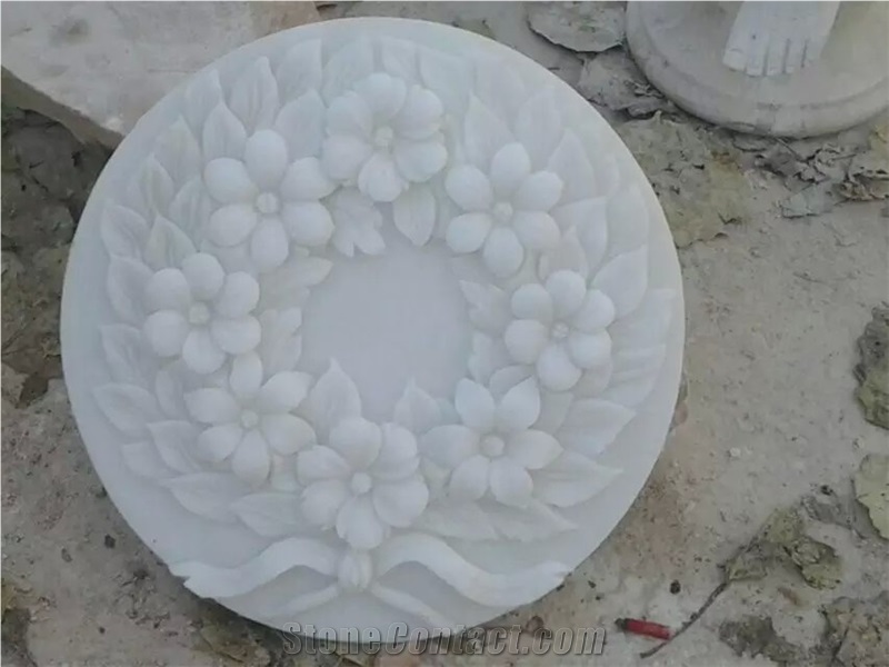Hand Carved White Jade Marble Small Relief