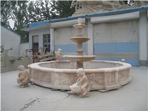 Pink Marble Fountain with Pool Border