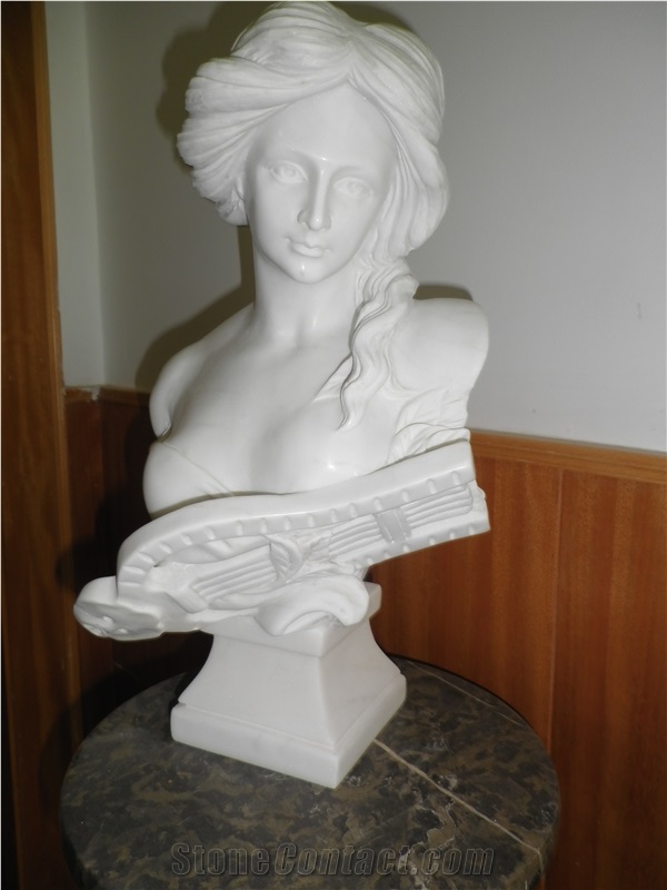 White Marble Lady Bust, Handcarved Sculptures