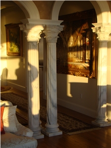 White Marble Roman Column with Flute Shaft