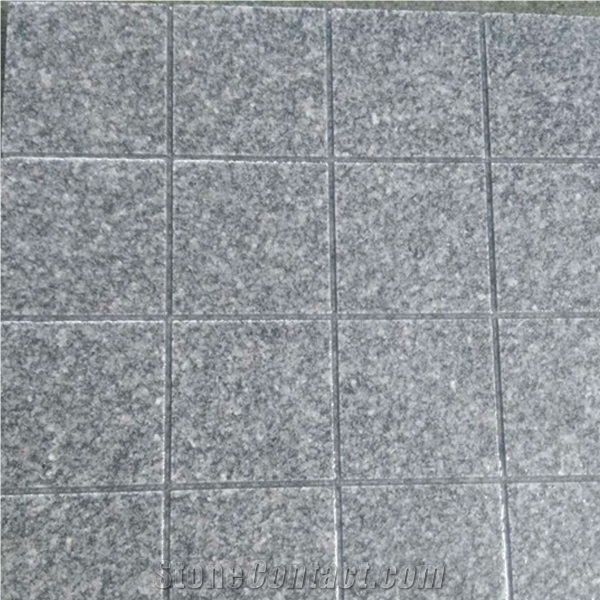 Grooved Flamed Slabs Own Quarry Factory Shandong Grey G343 Sesame Grey Finishing Polished, Honed, Bush Hammered, Picked, Chiseled, Sawn Cut, Sand Blasted, Mushroom, Tumbled Surface