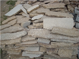 China Tiger Skin Yellow Quartzite Walling and Corners / China Yellow Quartzite Cladding / Natural Random Stone Veneer / Loose Ledgestone
