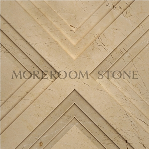 Cnc Three Dimentional Beige Marble for Wall Decoration
