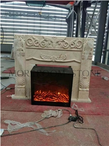 Cream Marfil Beige Fireplace