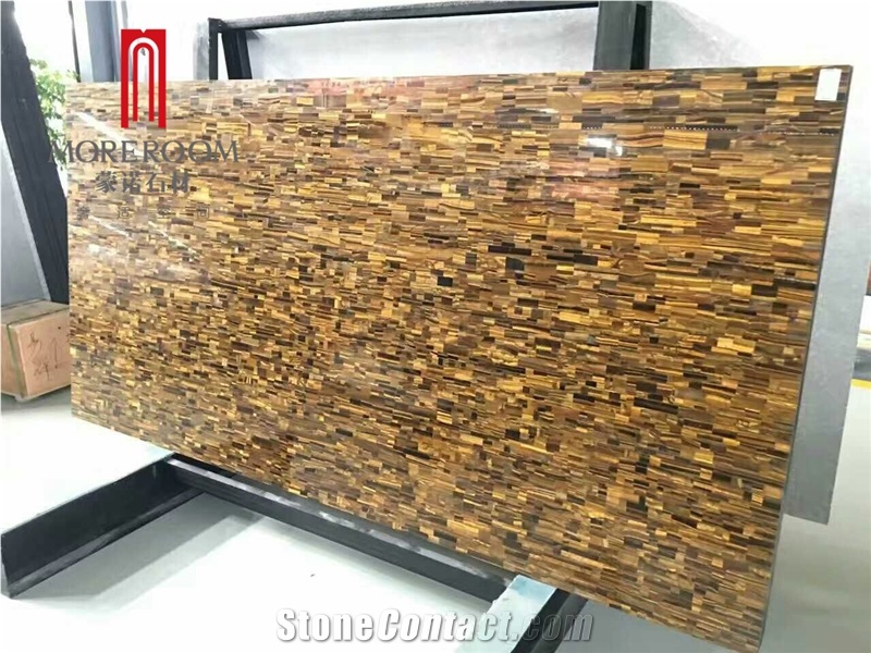 Semi Precious Stone Polished Yellow Tiger Eye Stone Vanity Tops Price