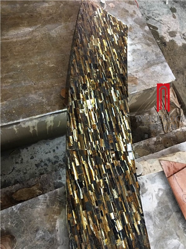 Semi Precious Stone Polished Yellow Tiger Eye Stone Vanity Tops Price