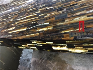 Semi Precious Stone Polished Yellow Tiger Eye Stone Vanity Tops Price