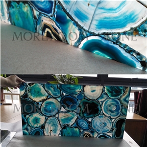 Translucent Bar Design Semi Precious Blue Agate Tiles