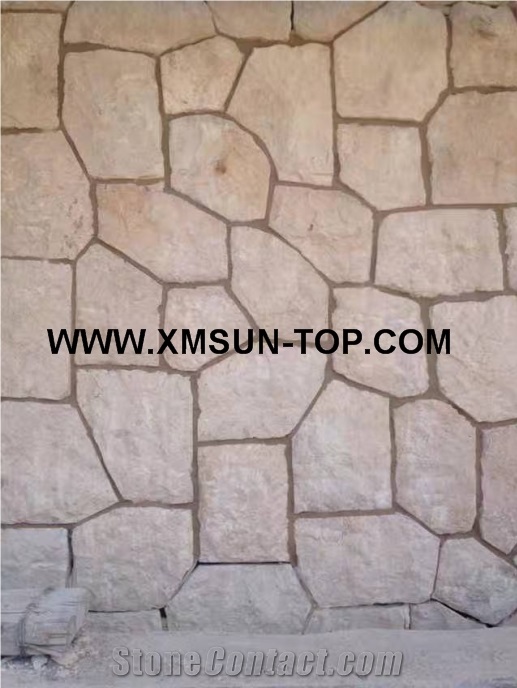Beige Limestone Flagstone/Limestone Flagstone Walkway Pavers/Random Flagstones Road Paving/Flagstone Wall Tile&Floor Tile/Irregular Flagstones for Flooring&Wall Cladding/Landscaping Stone