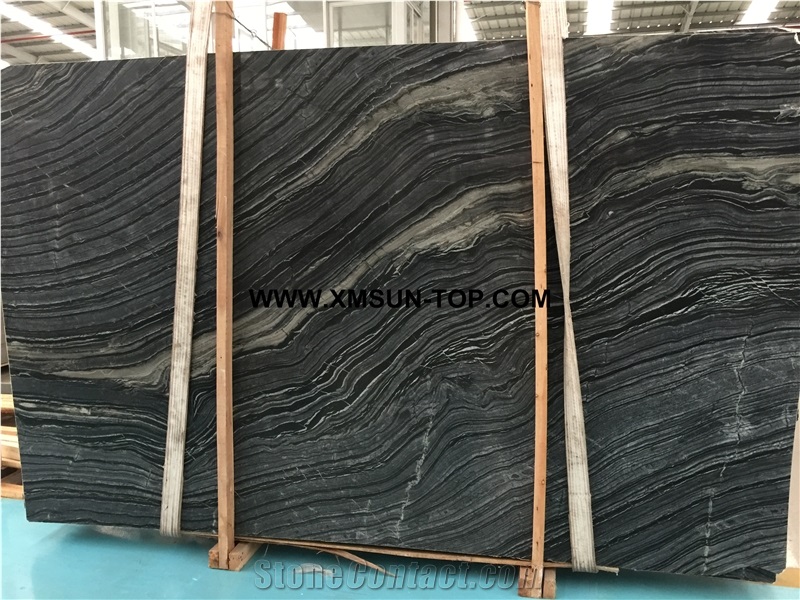Black Wood Grain Marble Tiles&Slabs/Wooden Black Marble Slabs/Black Serpeggiante Marble Slabs/China Serpeggiante Marble Panels/Black Wood Veins Marble Slabs/A Grade Quality