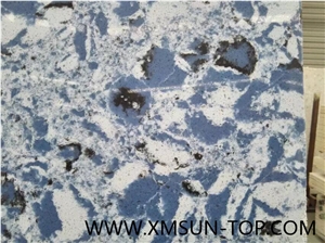 Blue and White Quartz Stone Slabs& Tiles/Multicolor Artificial Quartz/Mixed Color Engineered Stone with Patterns/Mixed Color Manmade Stone/Quartz Stone for Flooring&Wall Covering/Interior Decoration