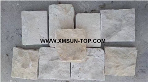 Natural Surface Beige Limestone Cube Stone/Light Yellow Limestone Cobble Stone/Lime Stone Paving Sets/Natural Stone Floor Covering/Yellow Stone Courtyard Road Pavers