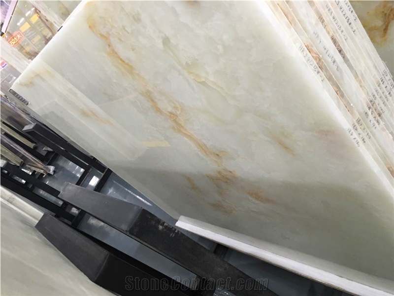 Honey Onyx Solid Surface Stone Table Tops, White Onyx Reception Counter, Onyx Stone Work Top