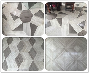 White&Grey Wooden Grain Marble Tile Pattern