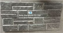 Black Beveled Edges Quartzite Stacked Stone,Black Quartzite Stone Wall Cladding,Black Stone Wall Panels,Quartzite Ledgestone,Black Quartzite Stone Veneer,Quartzite Culture Stone,Outdoor Wall Cladding